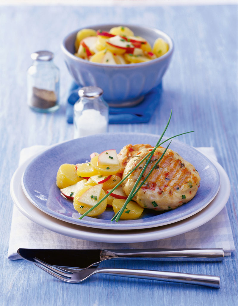 Gegrillte Seelachsfrikadellen