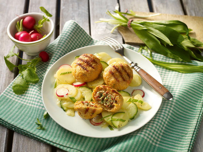 Gefüllte Putenhacksteaks