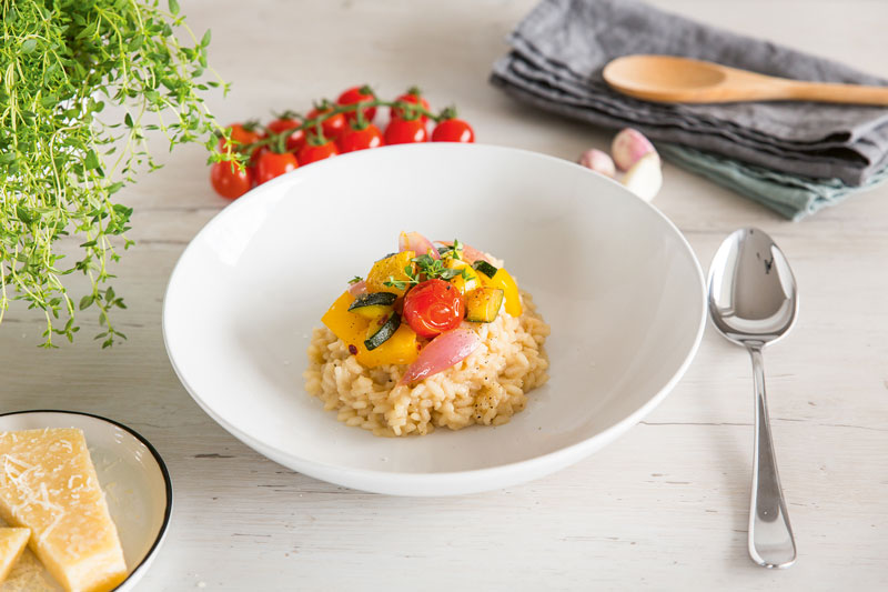 Zitronen-Risotto mit buntem Gemüse