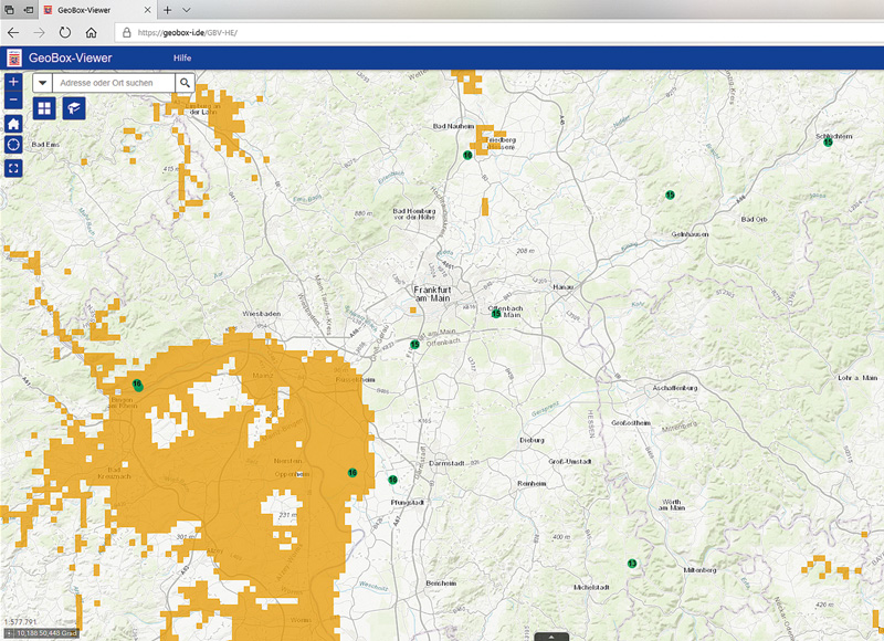 Geobox Hessen: Karte der Trockengebiete online