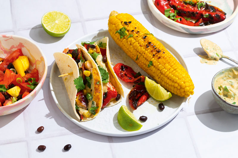 Paprika-Mais-Tacos vom Grill
