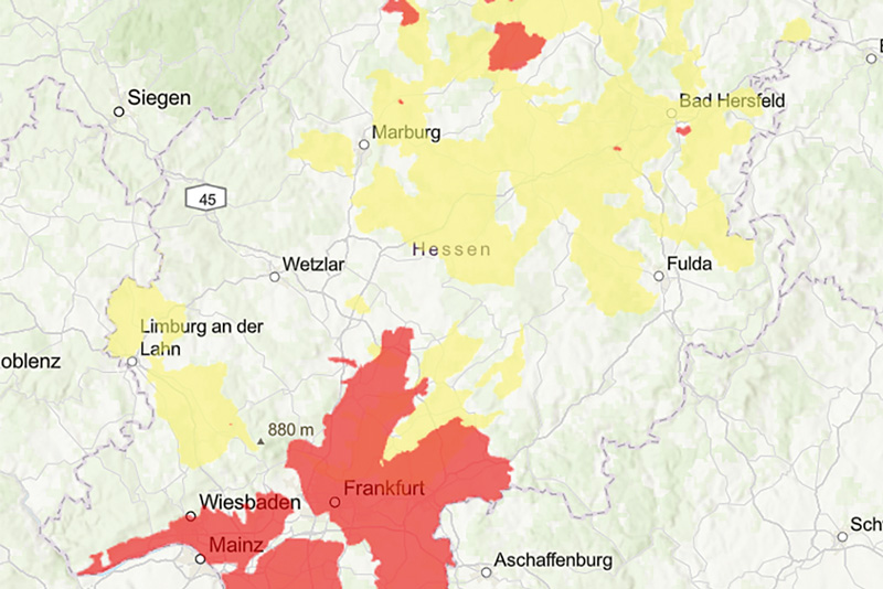 Rote und gelbe Gebiete neu ausgewiesen