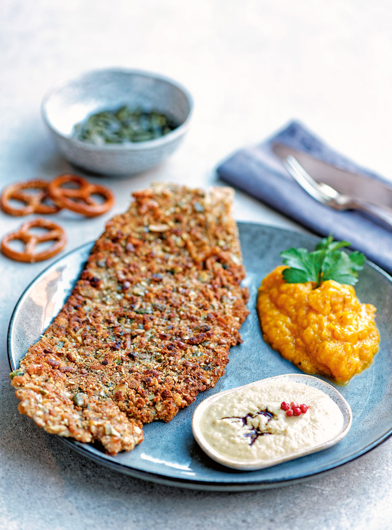 Knuspriges Schnitzel mit dreierlei vom Kürbis