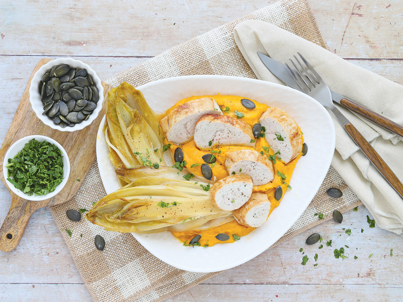 Putenfilet mit gebratenem Chicorée