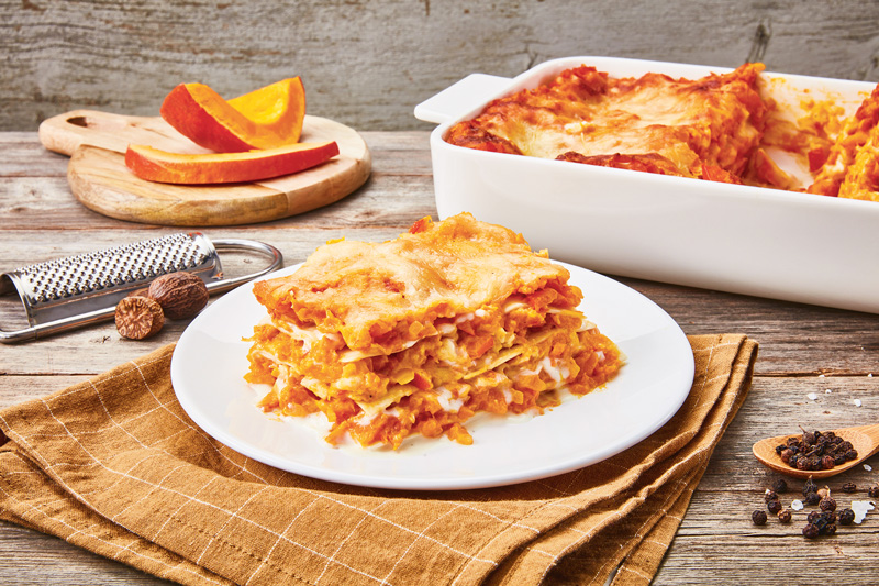 Kürbis-Lasagne mit Tomaten