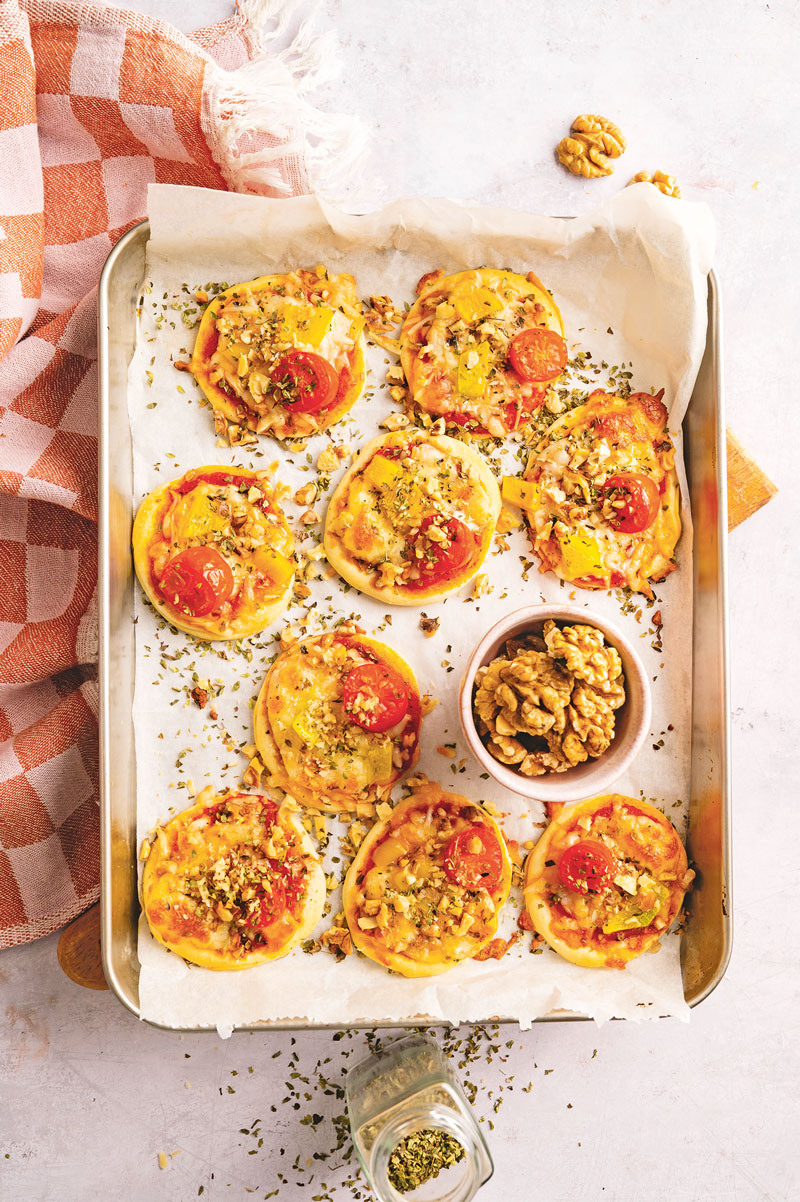 Mini-Walnuss-Pizzen