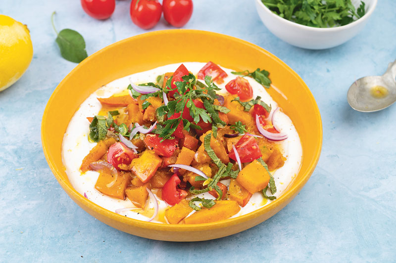 Ofenkürbis auf Feta-Creme